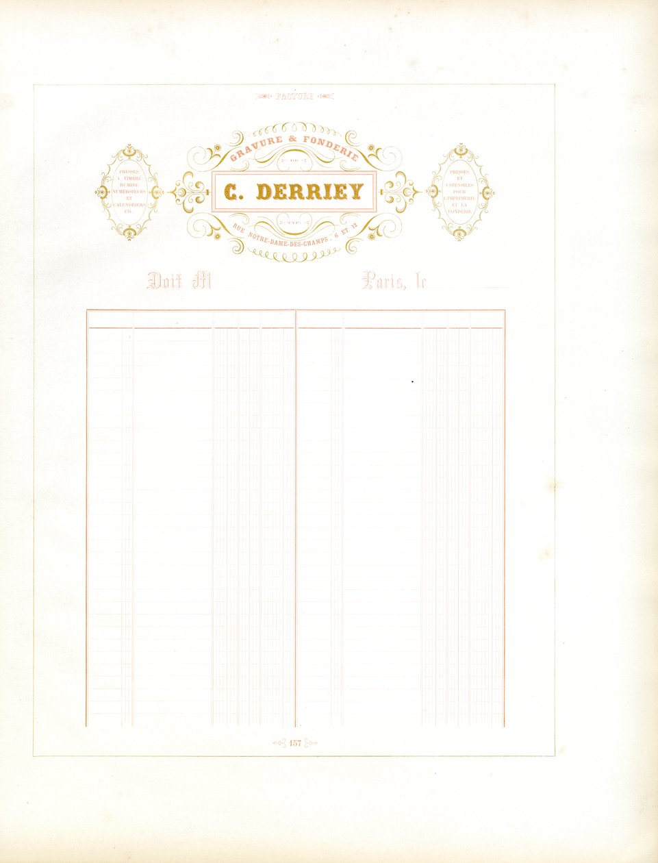 Złoty papier firmowy Maison C. Derriey (druk) autorstwa Charles Derriey