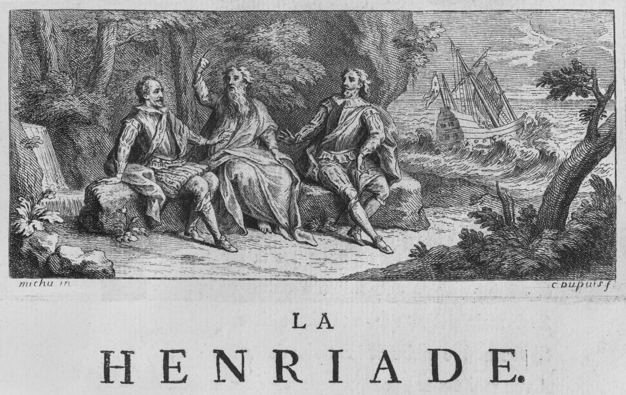 Frontispis ilustracji "La Henriade" Voltaire