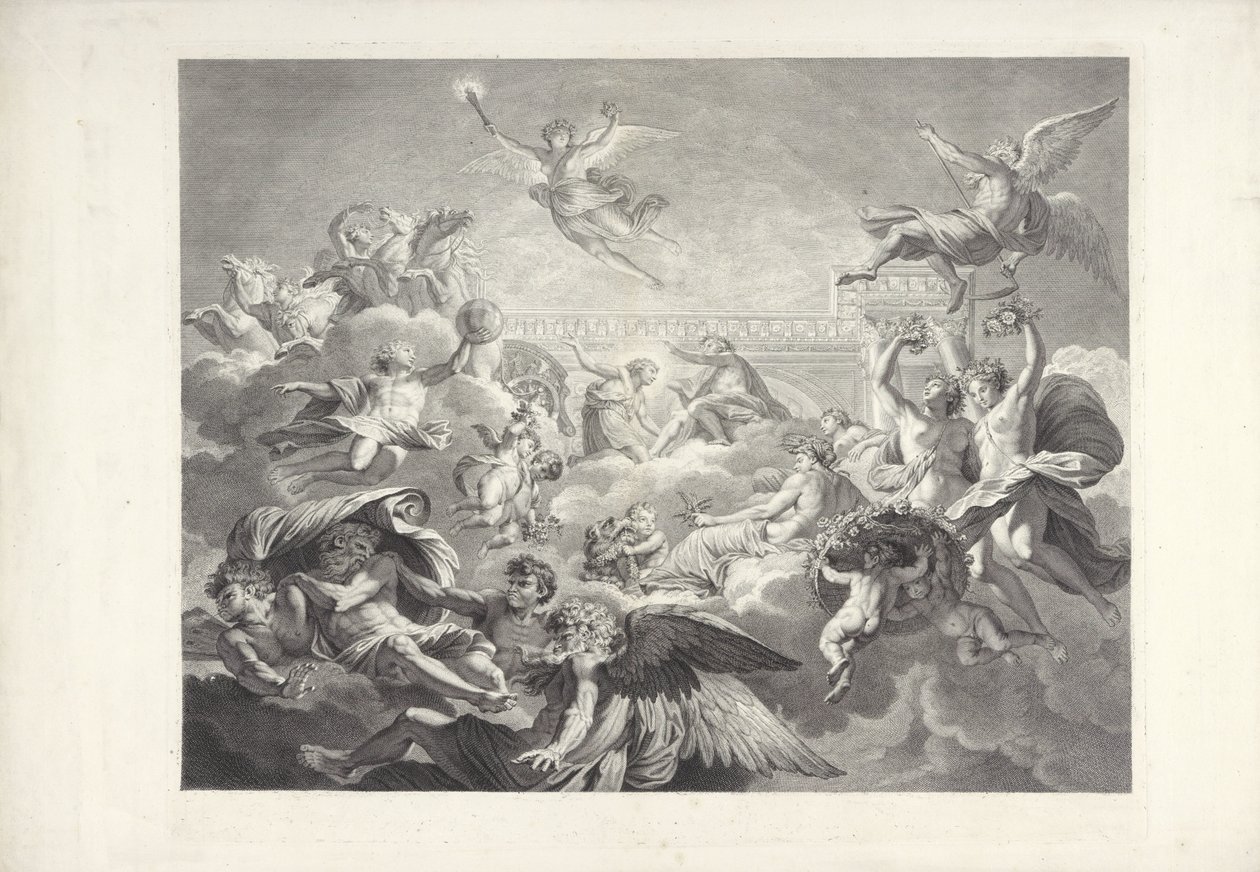Faeton jako Apollo Obrazy Charlesa le Bruna i Eustachego Le Sueura znajdujące się w (...) domu prezydenta Lamberta (tytuł serii) autorstwa Charles Dupuis
