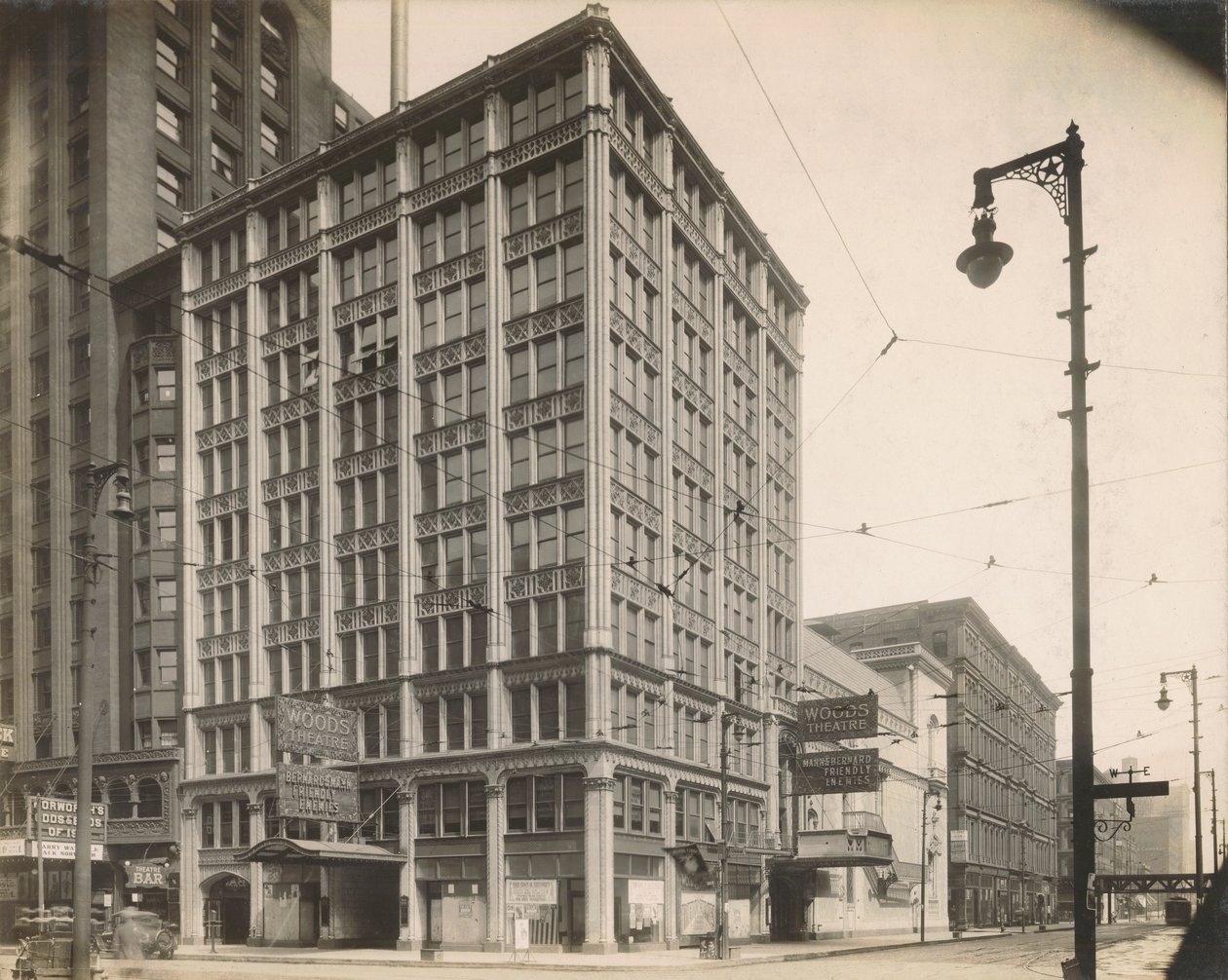 Widok Woods Theatre przy 54 W. Randolph St., Chicago, c.1900 autorstwa Charles E. Barker