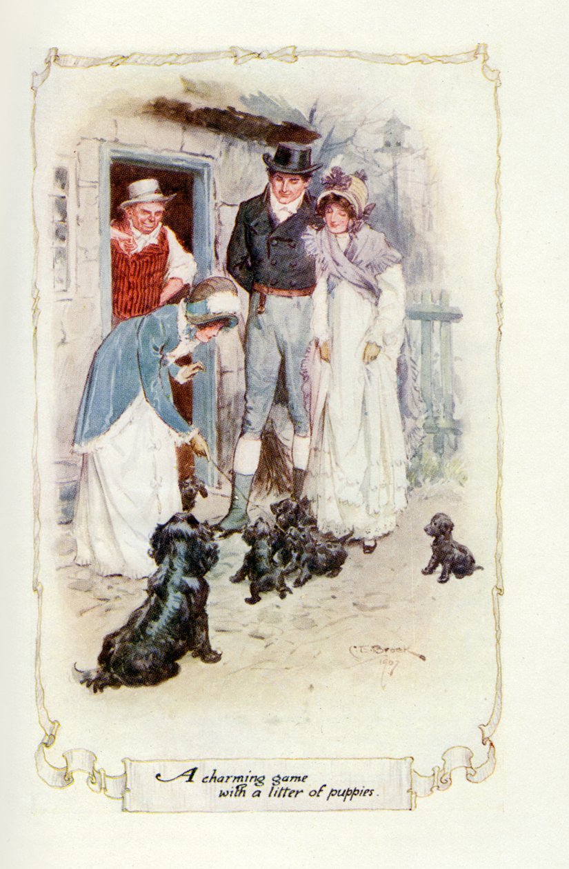 Urocza gra z miotem szczeniąt, 1907 (ilustracja) autorstwa Charles Edmund Brock