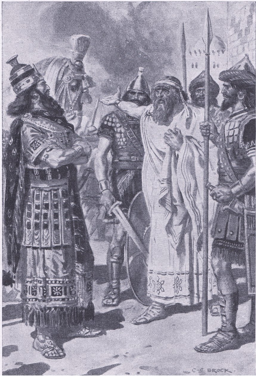 Krezus stoi w cieniu śmierci, z My Magazine, pub.1922 (lito) autorstwa Charles Edmund Brock