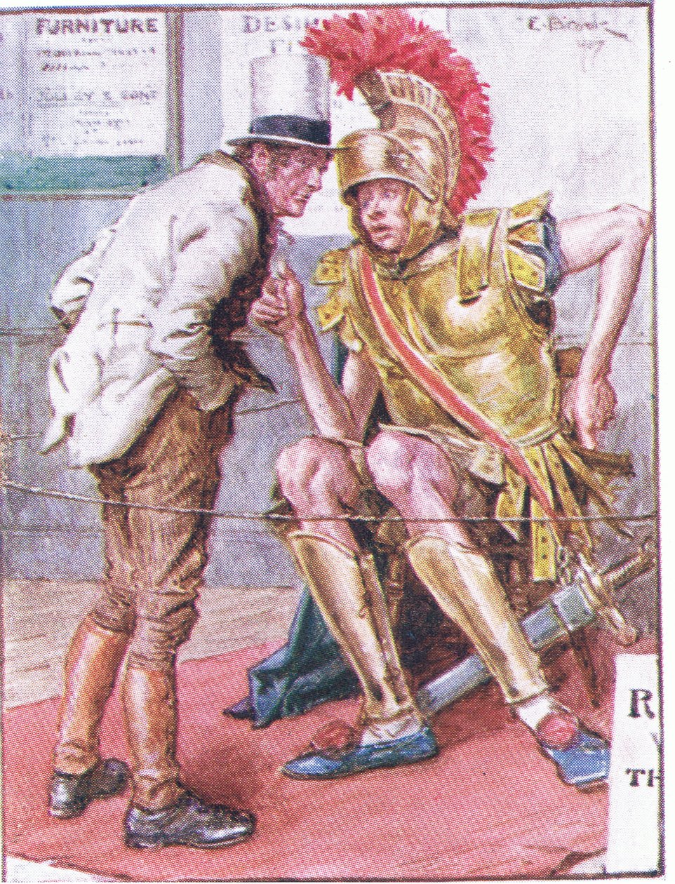 Doktor Marigold, kim jest ten dziwny młody człowiek, który kręci się wokół twoich wozów?, ilustracja z Recepty dr Marigold, 1910 autorstwa Charles Edmund Brock
