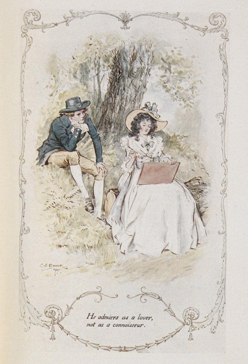 „Podziwia jako kochanek, a nie koneser”, ilustracja z „Rozsądnej i romantycznej” autorstwa Charles Edmund Brock