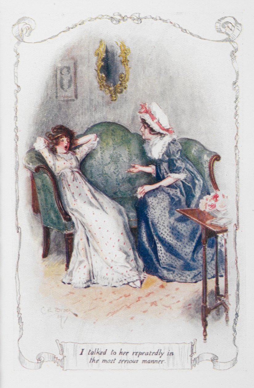 Wielokrotnie rozmawiałem z nią w najpoważniejszy sposób, ilustracja z „Duma i uprzedzenie” Jane Austen (kolor lito) autorstwa Charles Edmund Brock