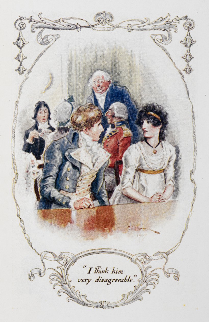 „Myślę, że jest bardzo nieprzyjemny”, ilustracja do „Duma i uprzedzenie” Jane Austen autorstwa Charles Edmund Brock