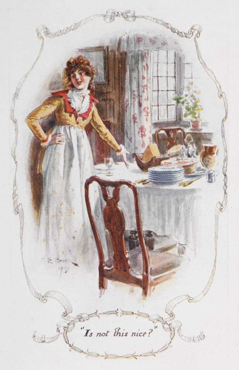 „Czy to nie ładne?”, ilustracja z „Duma i uprzedzenie” Jane Austen (kolor lito) autorstwa Charles Edmund Brock