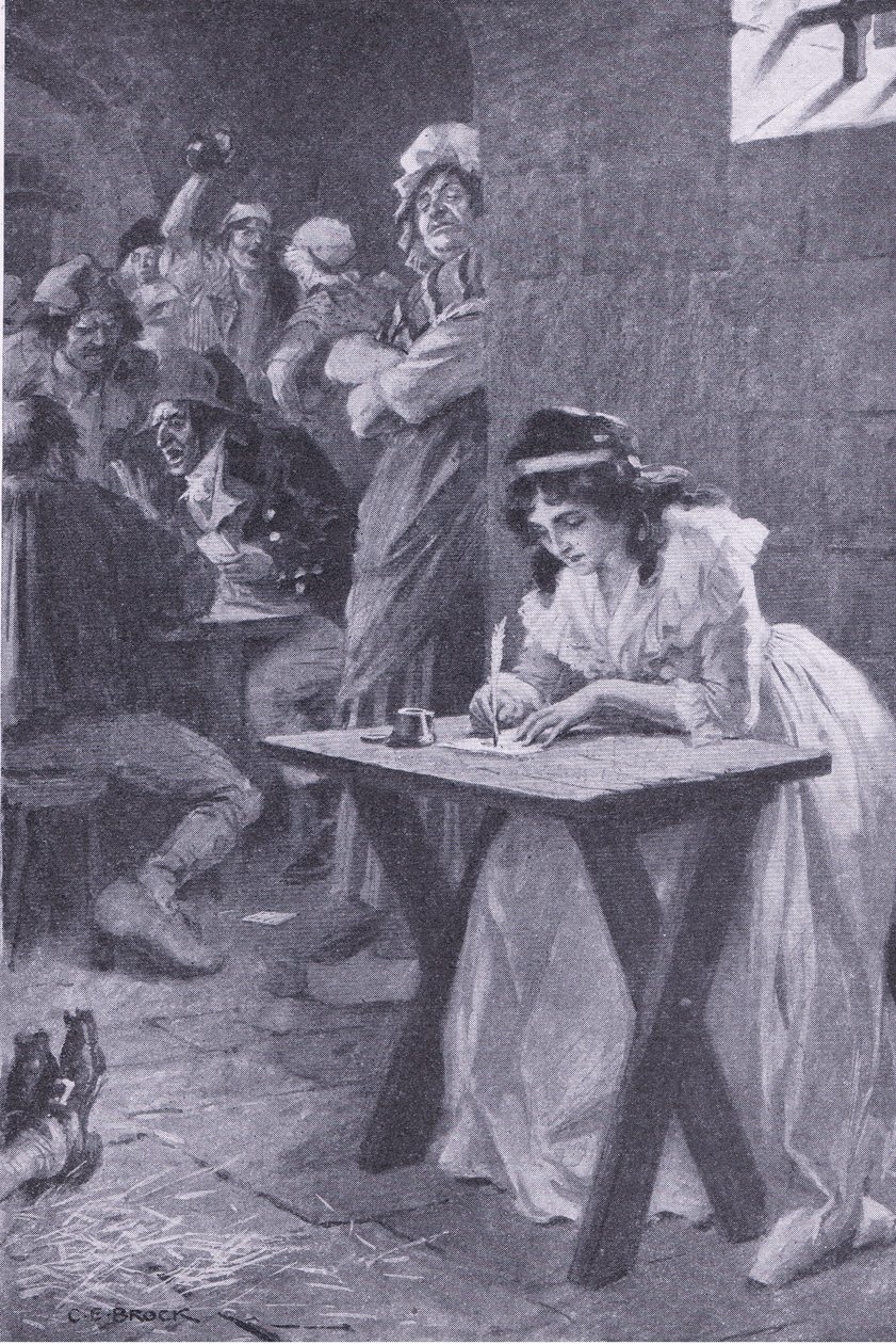 Madame Roland pisze do córki, z My Magazine, pub.1922 (lito) autorstwa Charles Edmund Brock