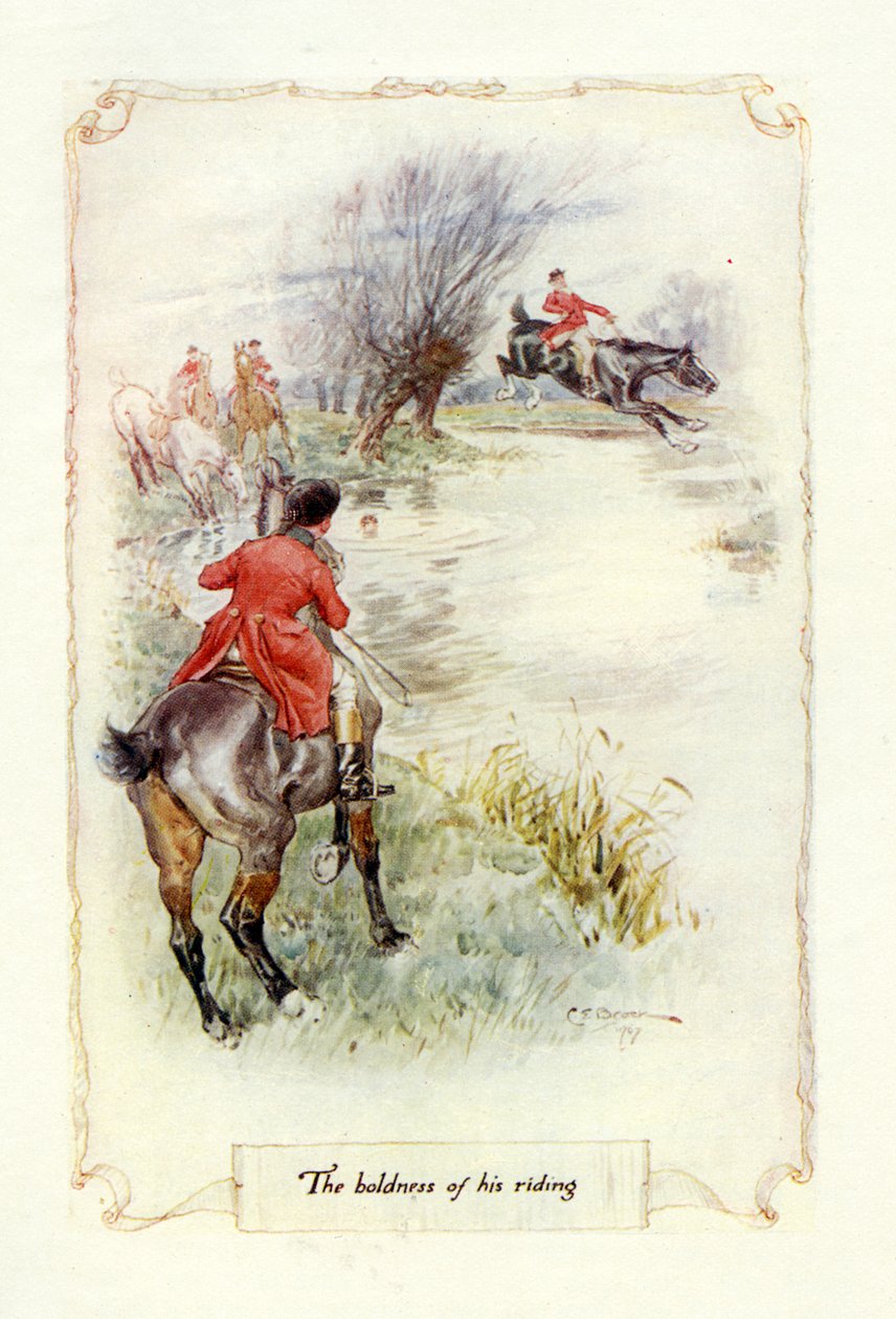 Śmiałość jego jazdy, 1907 (ilustracja) autorstwa Charles Edmund Brock