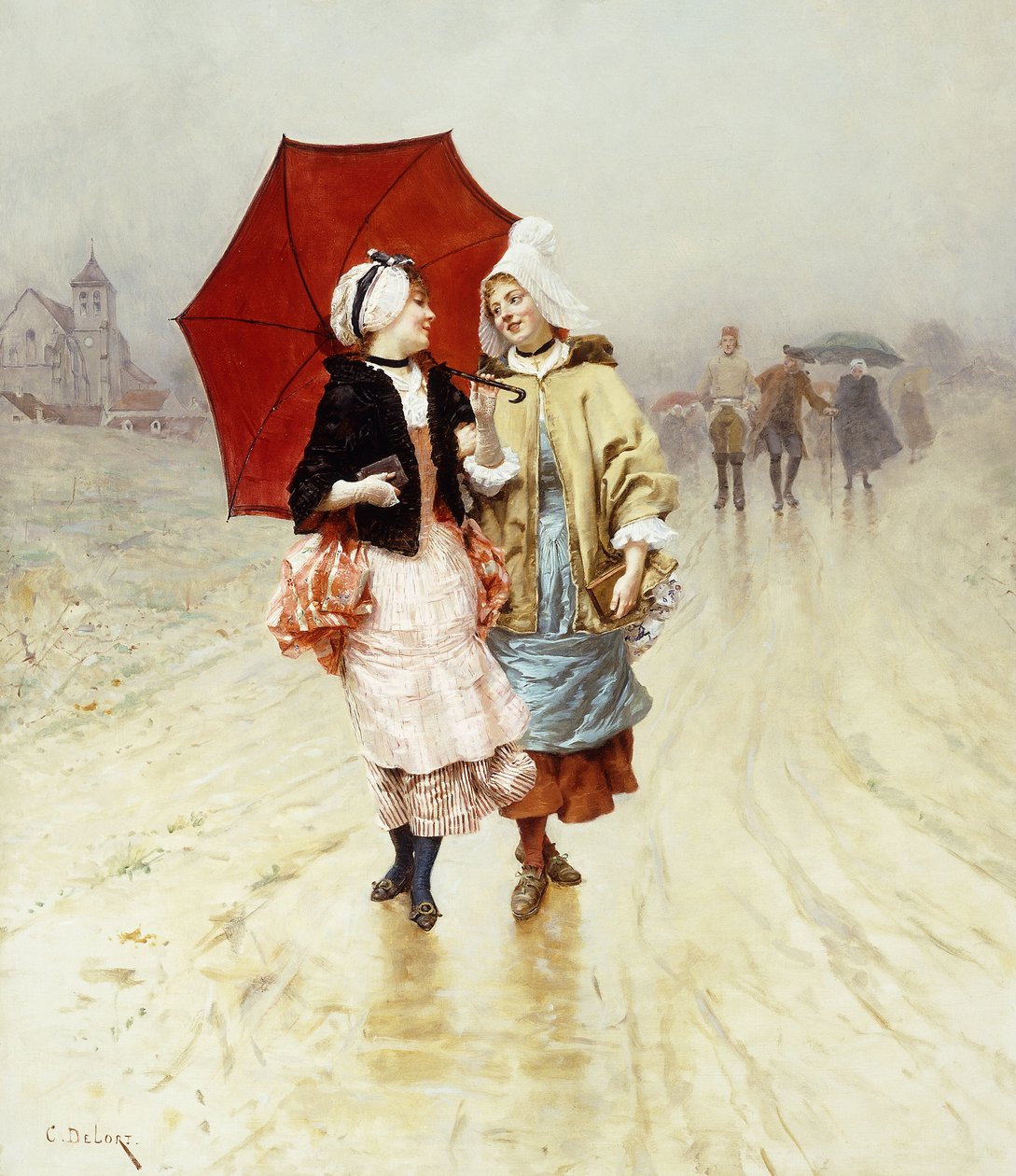 Czerwony parasol, autorstwa Charles Edouard Delort