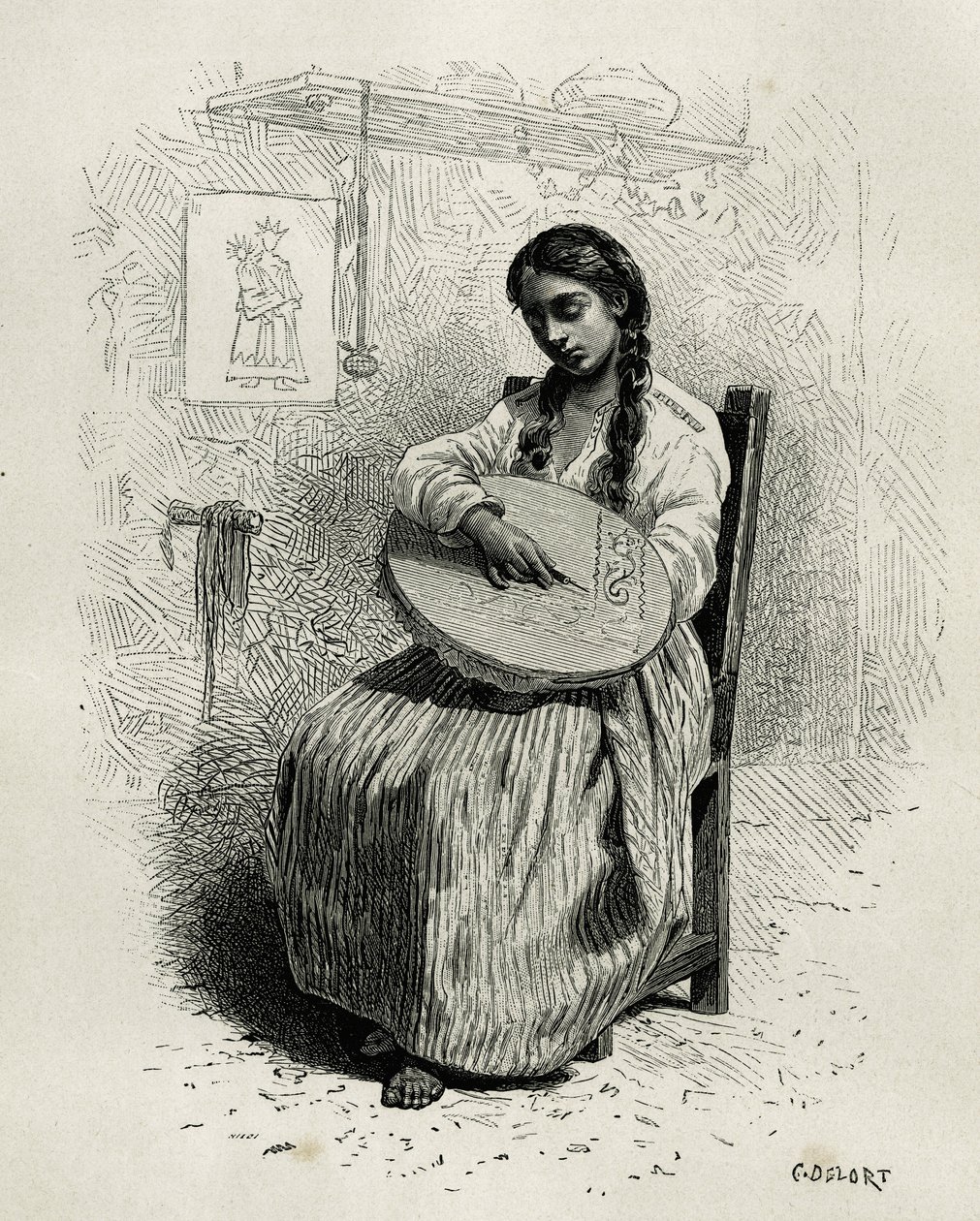 Hafciarka, w Salento, region Quindio (Kolumbia), grawer Ch.Delort, aby zilustrować historię America Equinoxiale E.Andre, misja przydzielona przez rząd francuski, opublikowany w tour du monde, pod kierunkiem Edouarda Charto autorstwa Charles Edouard Delort