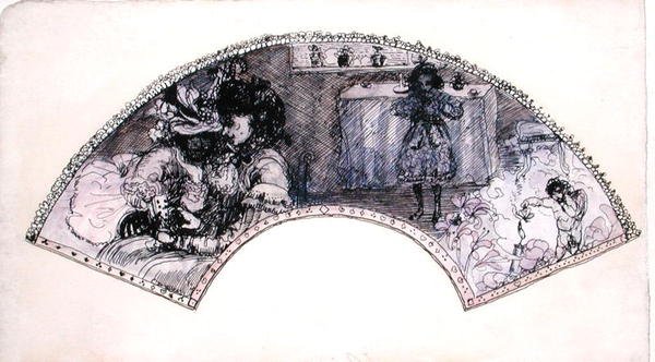 Projekt wachlarza (Le Boudoir) (pióro i tusz oraz akwarela na papierze) autorstwa Charles Edward Conder