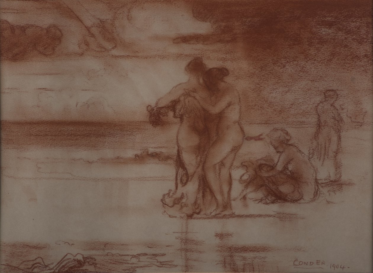 Kąpiel aktów, 1904 (czerwona kreda na papierze) autorstwa Charles Edward Conder