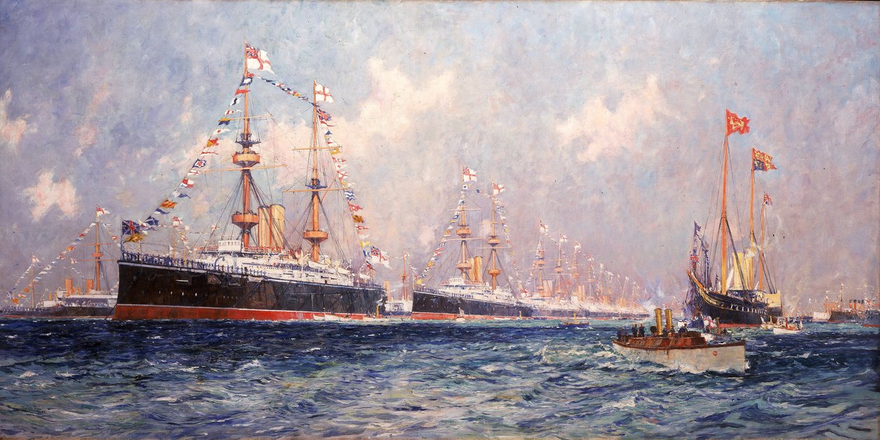 Magazyn podczas Diamentowego Jubileuszu królowej Wiktorii (1819-1901) w Spithead (Anglia), 26 czerwca 1897 r. autorstwa Charles Edward Dixon