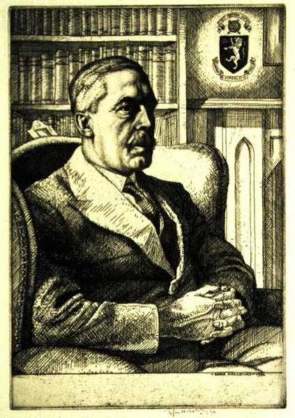 Portret Sir Cyrila Norwooda (1875-1956) 1932 (akwaforta) autorstwa Charles Edward Holloway