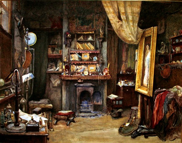 Pracownia Artysty (akwarela z bodycolorem na papierze) autorstwa Charles Edward Holloway
