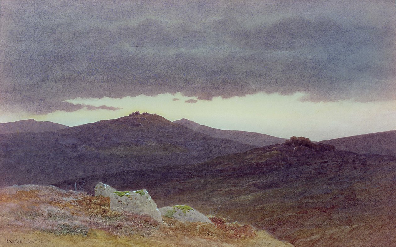 Zmierzch nad Dartmoor (akwarela na papierze) autorstwa Charles Edward Jr. Brittan