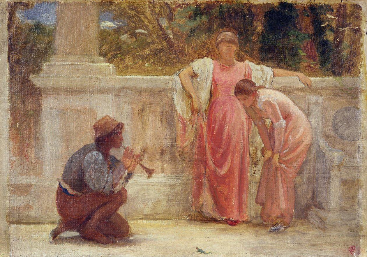 Zielona Jaszczurka, 1902 (ołówek i olej na pokładzie) autorstwa Charles Edward Perugini