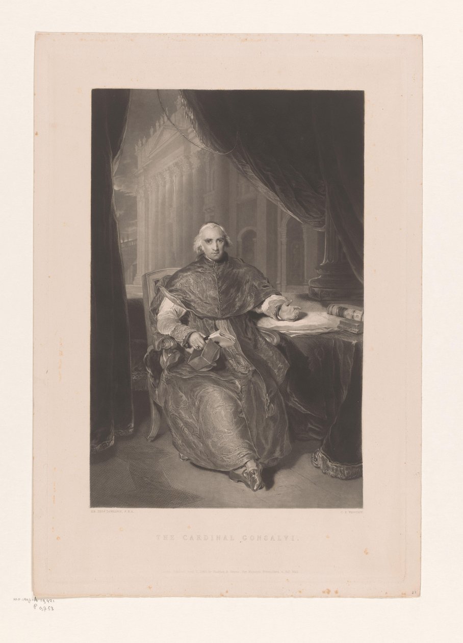 Portret van Ercole Consalvi Kardynał Gonsalvi (tytuł na obiekcie) autorstwa Charles Edward Wagstaff