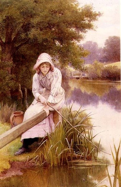 Dziewczyna Wędkarstwo autorstwa Charles Edward Wilson