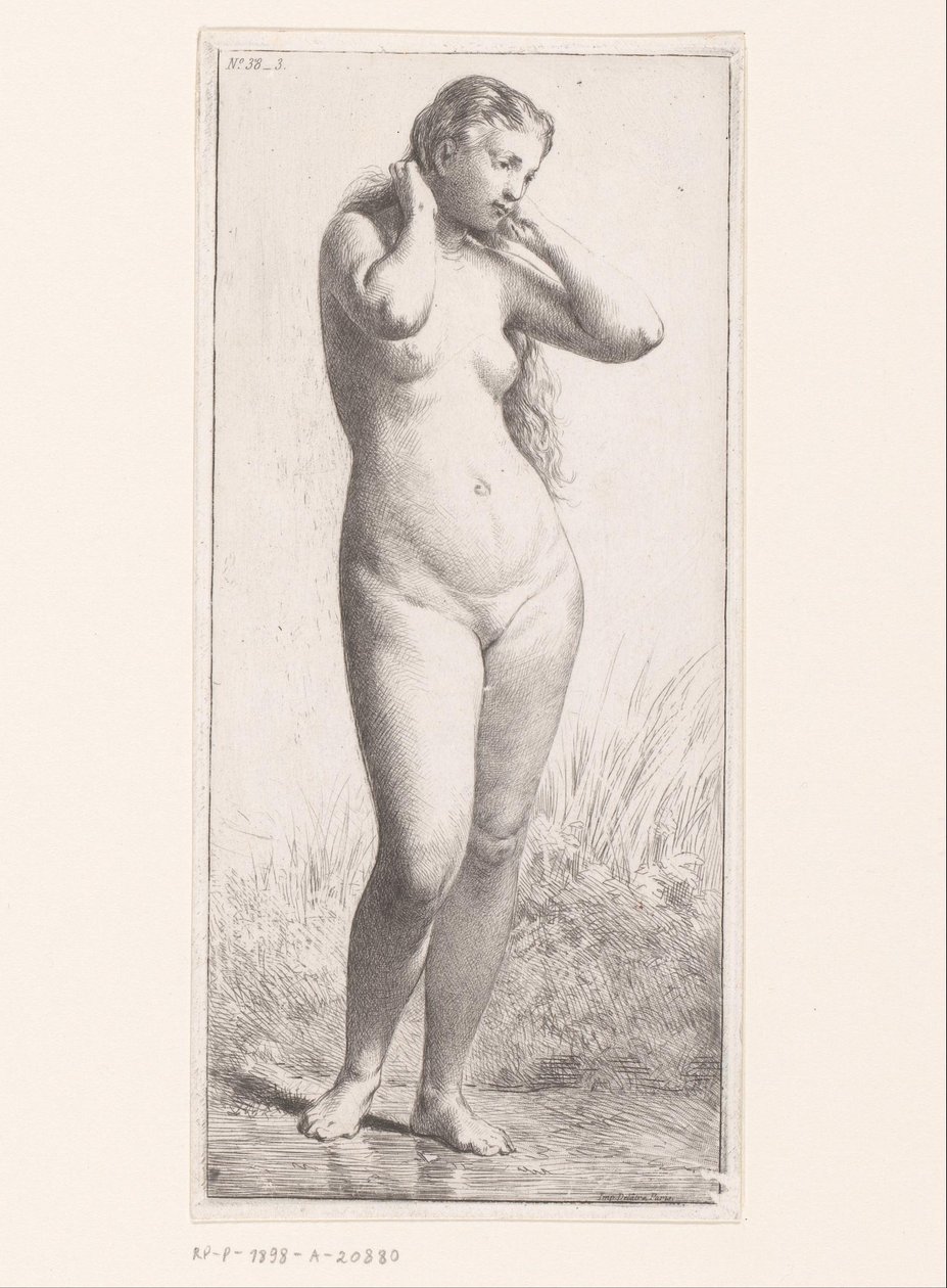 stojąca naga kobieta autorstwa Charles Emile Jacque (attributed to)
