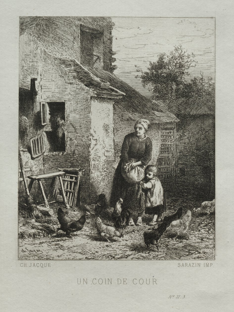 Zakątek dziedzińca autorstwa Charles Emile Jacque