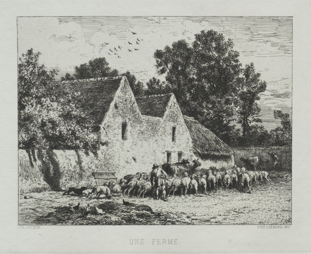 Dom na farmie. autorstwa Charles Emile Jacque