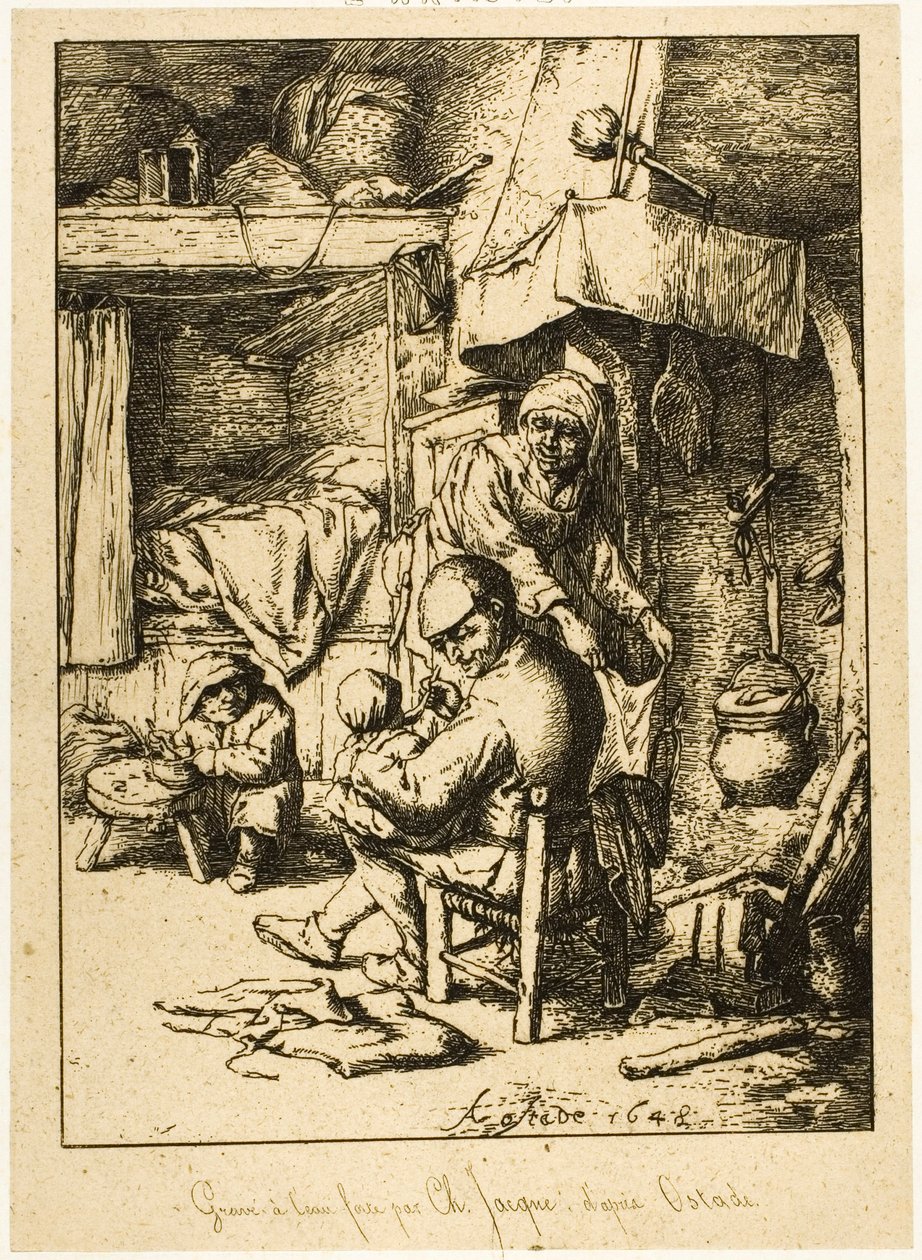 Ojciec i jego rodzina autorstwa Charles Emile Jacque