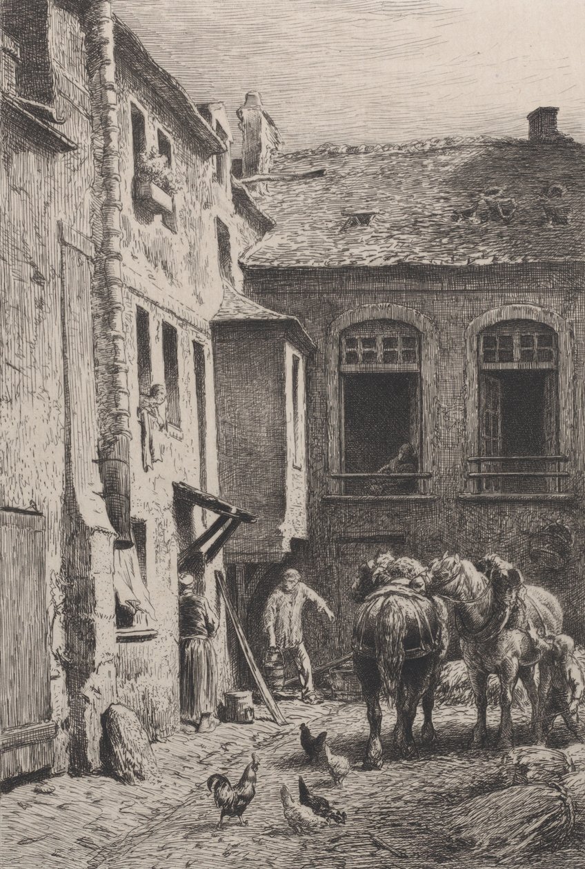 Paryski dziedziniec w 1865 roku. autorstwa Charles Emile Jacque