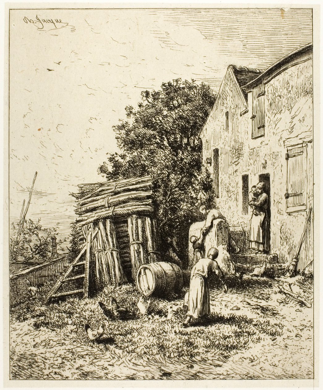 Rustykalne mieszkanie autorstwa Charles Emile Jacque