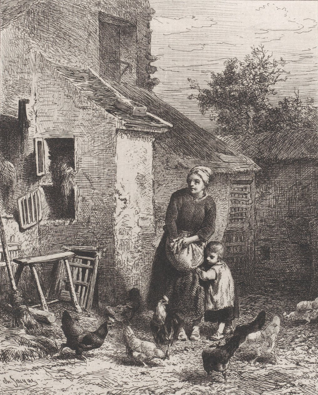 Narożnik dziedzińca, 1864 r. autorstwa Charles Emile Jacque
