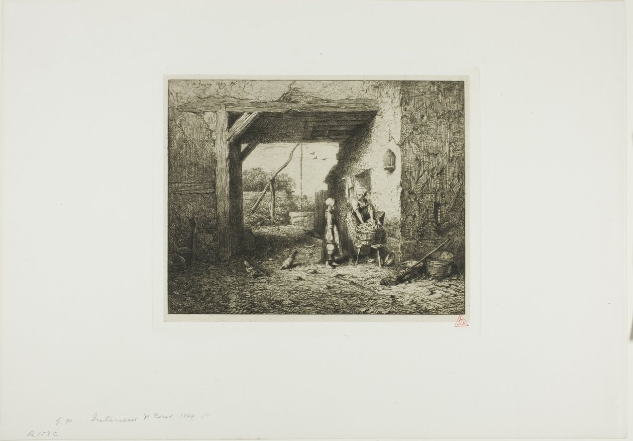 Wnętrze dziedzińca autorstwa Charles Emile Jacque