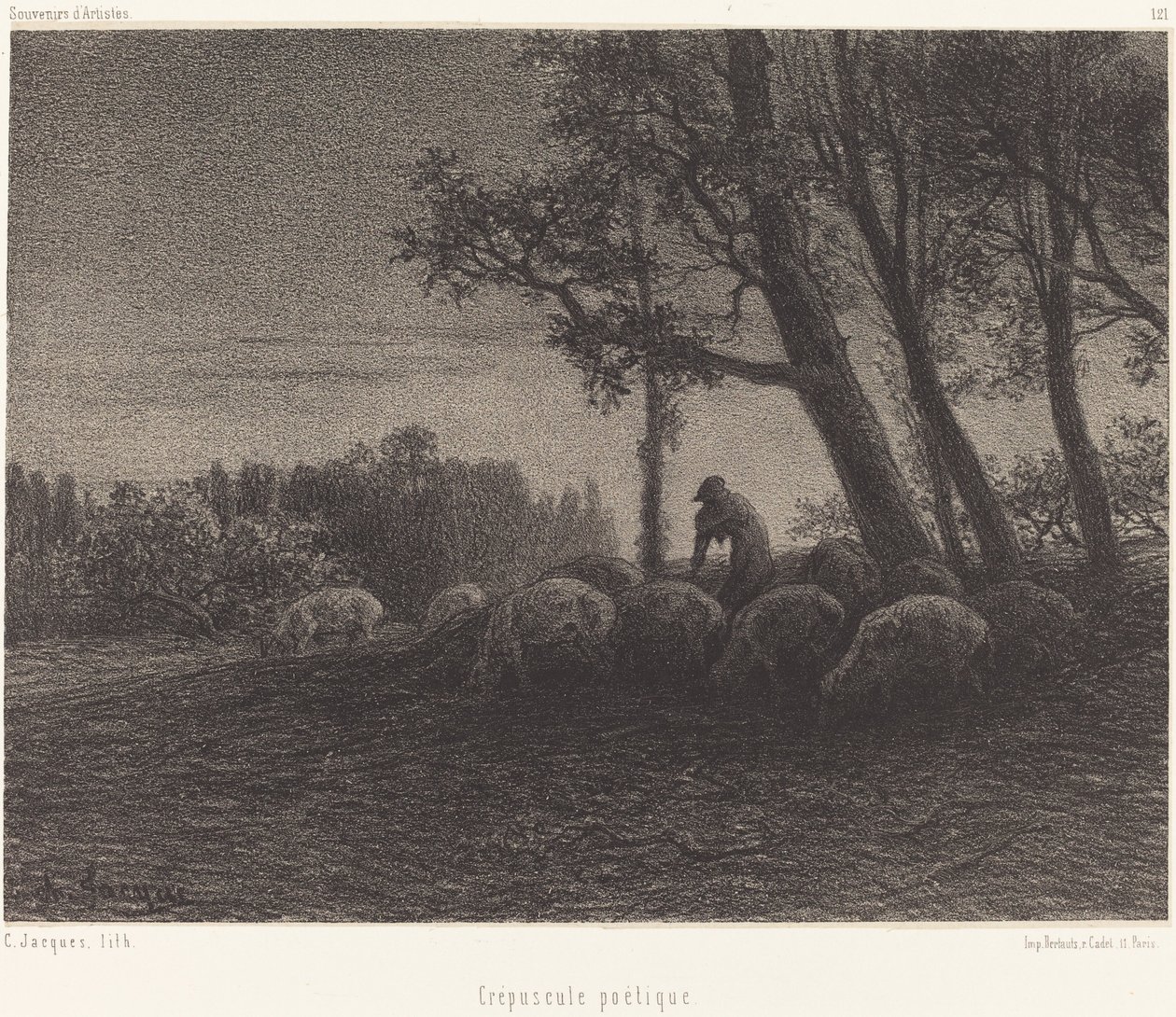 Poetycki Zmierzch autorstwa Charles Emile Jacque