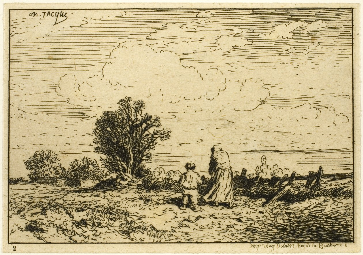 Przeprawa przez łąkę autorstwa Charles Emile Jacque