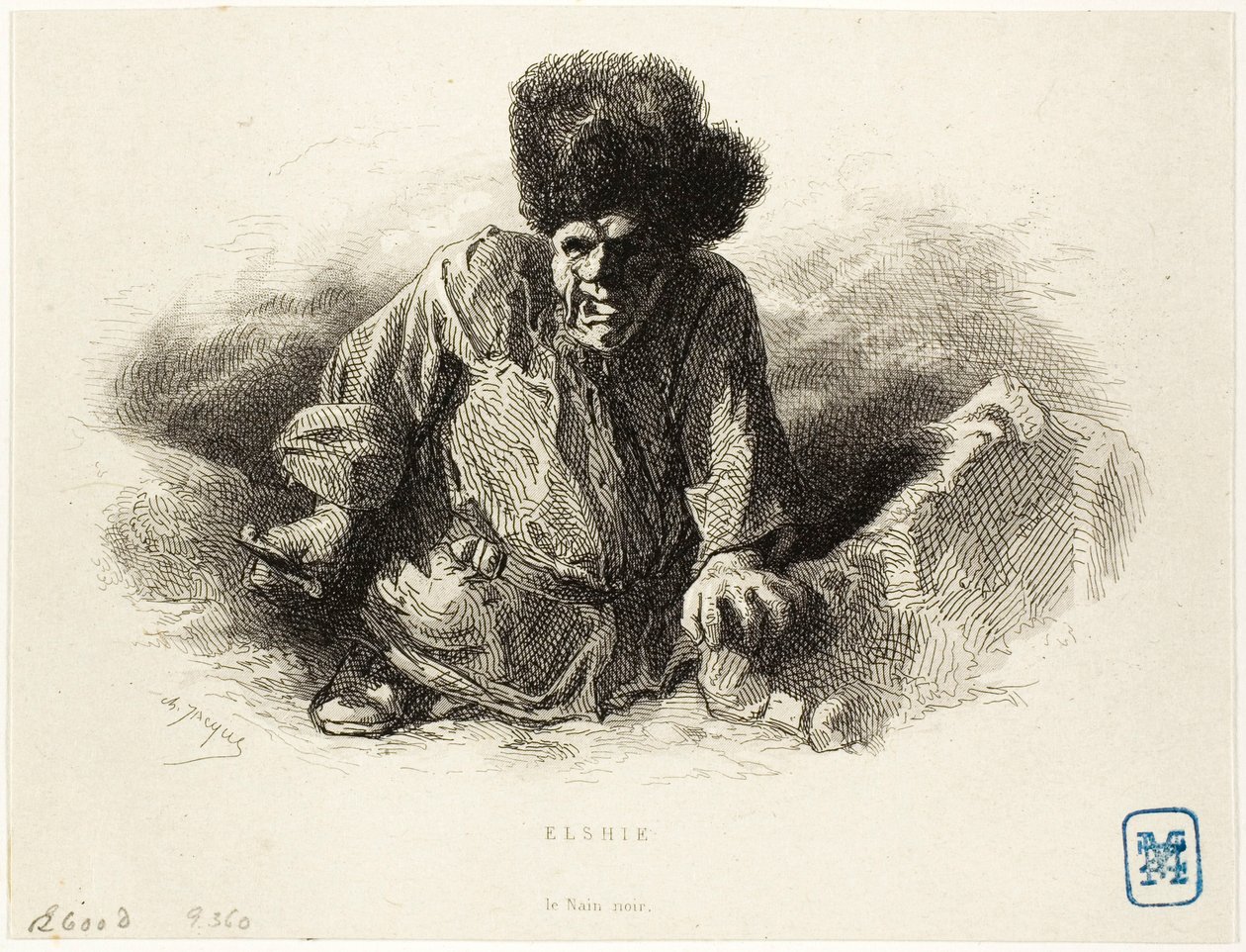 Elshie, czarny karzeł autorstwa Charles Emile Jacque