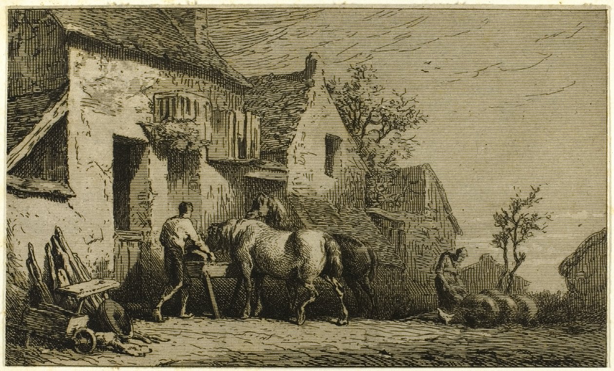 Wejście do karczmy ze stajennym autorstwa Charles Emile Jacque