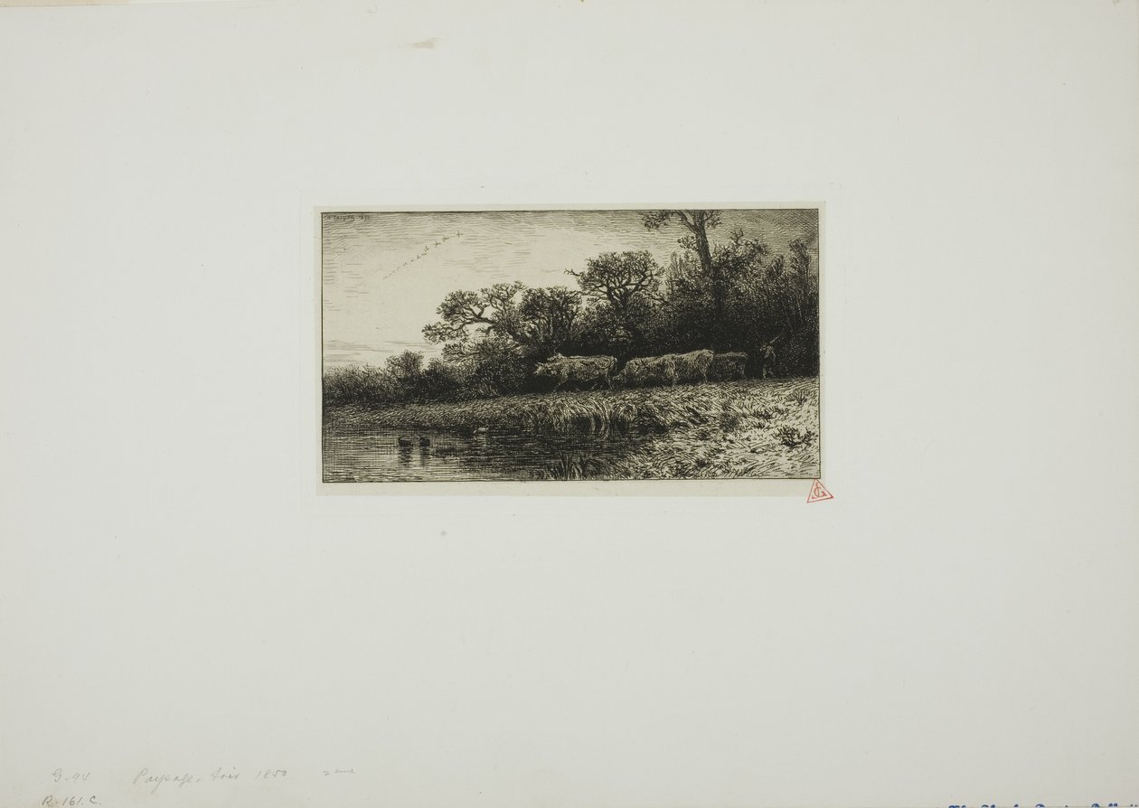 Wieczorny krajobraz autorstwa Charles Emile Jacque
