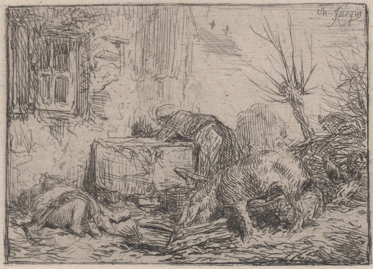 Gospodarstwo, ca. 1845. autorstwa Charles Emile Jacque