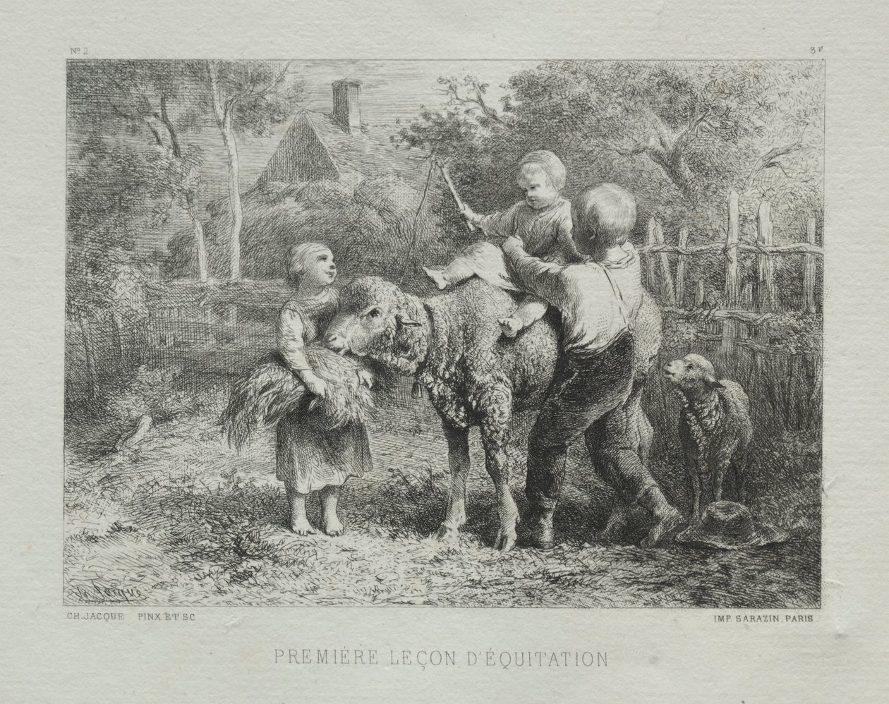 Pierwsza lekcja jazdy konnej. autorstwa Charles Emile Jacque