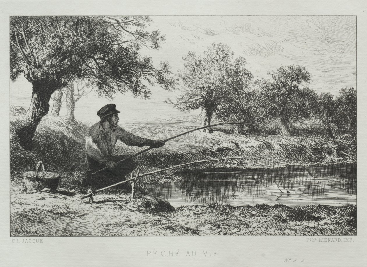 Wędkarstwo autorstwa Charles Emile Jacque