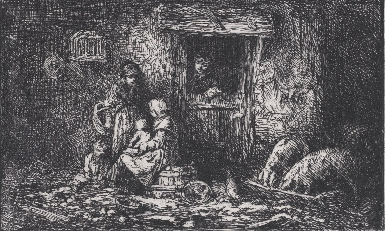 Brama do Zagrody, ok. godz. 1850. autorstwa Charles Emile Jacque
