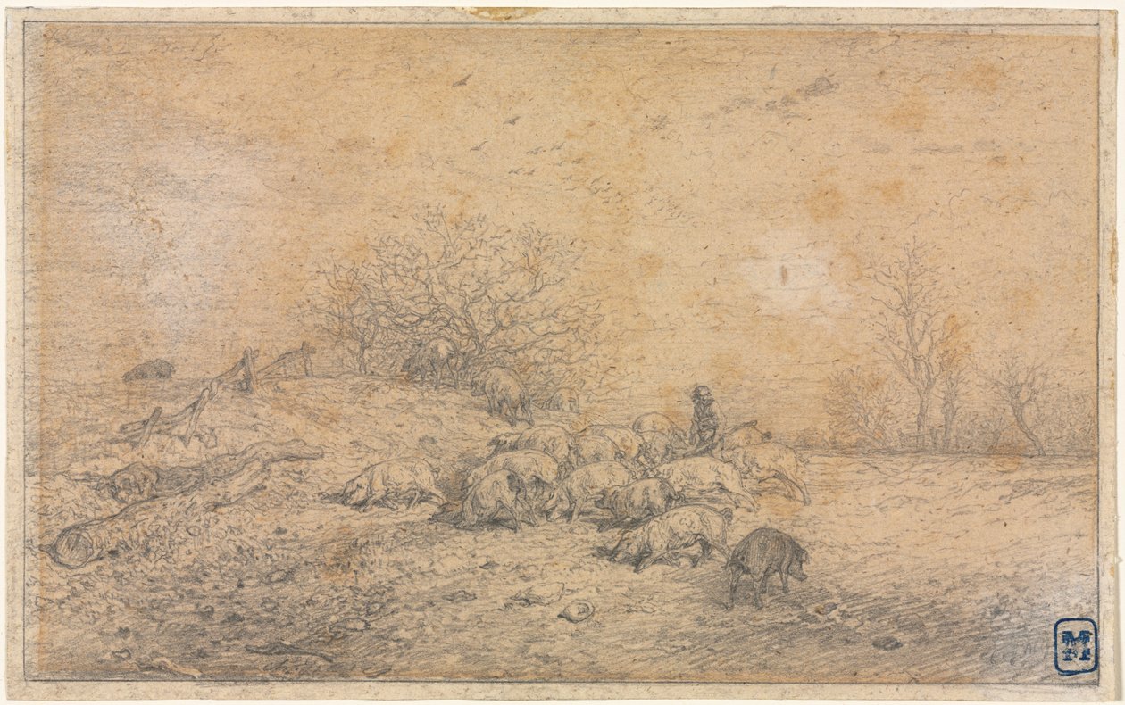 Stado świń, ok. 1845. autorstwa Charles Emile Jacque