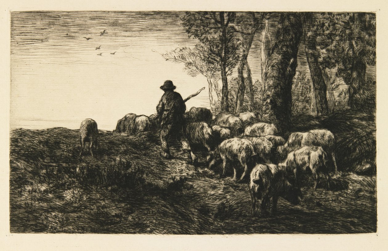 Stado świń ze świniopasami autorstwa Charles Emile Jacque