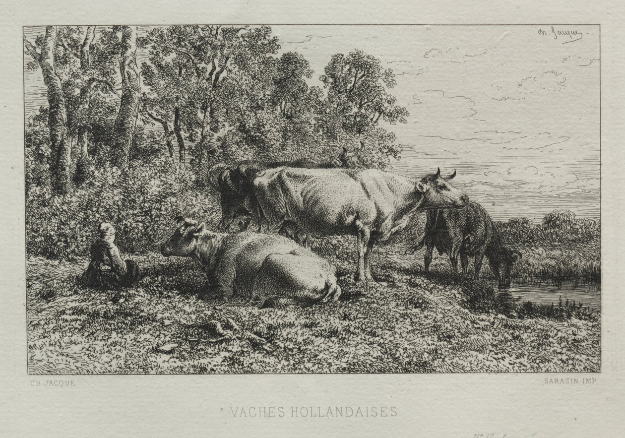 Holenderskie Krowy autorstwa Charles Emile Jacque