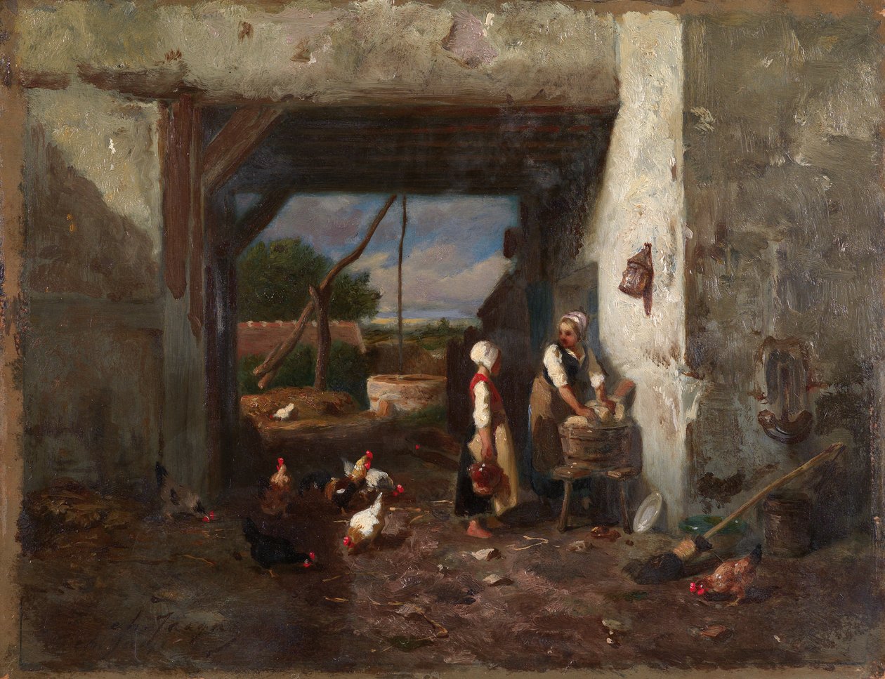 Hühnerhof autorstwa Charles Emile Jacque