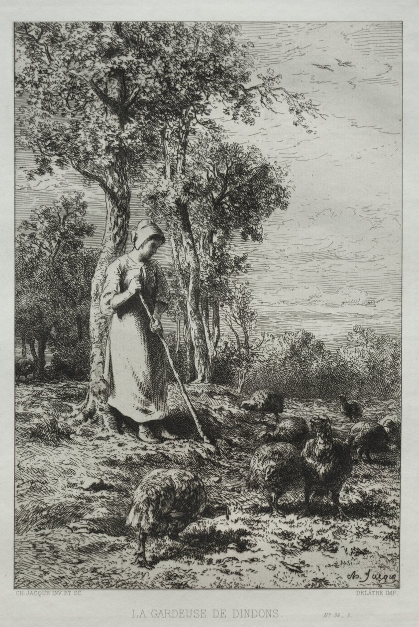 Opiekun indyków autorstwa Charles Emile Jacque
