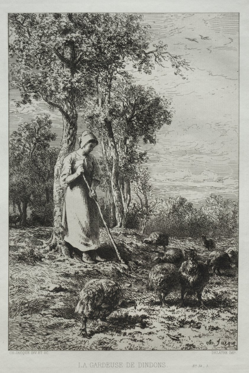 Opiekun indyka. autorstwa Charles Emile Jacque