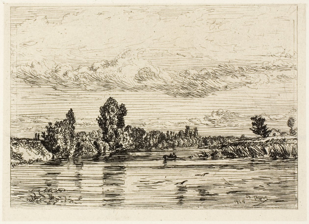 Krajobraz w pobliżu Asnières autorstwa Charles Emile Jacque