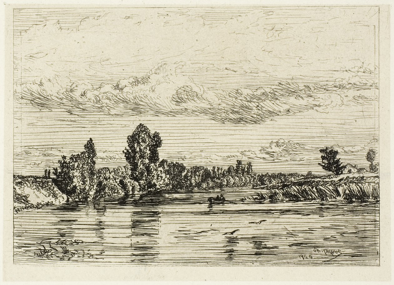 Krajobraz w pobliżu Asnières autorstwa Charles Emile Jacque