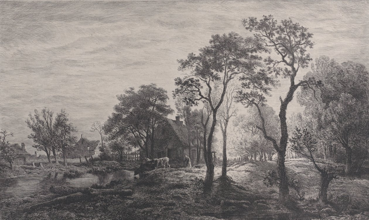 Pejzaż według szkicu Eglona van der Neera, 1862. autorstwa Charles Emile Jacque
